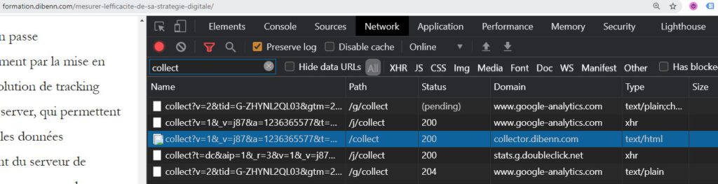 Tracking : hit de page vue envoyé avec GTM Server to Server. Le tracking d'un site permet de mesurer l'efficacité de la stratégie digitale.